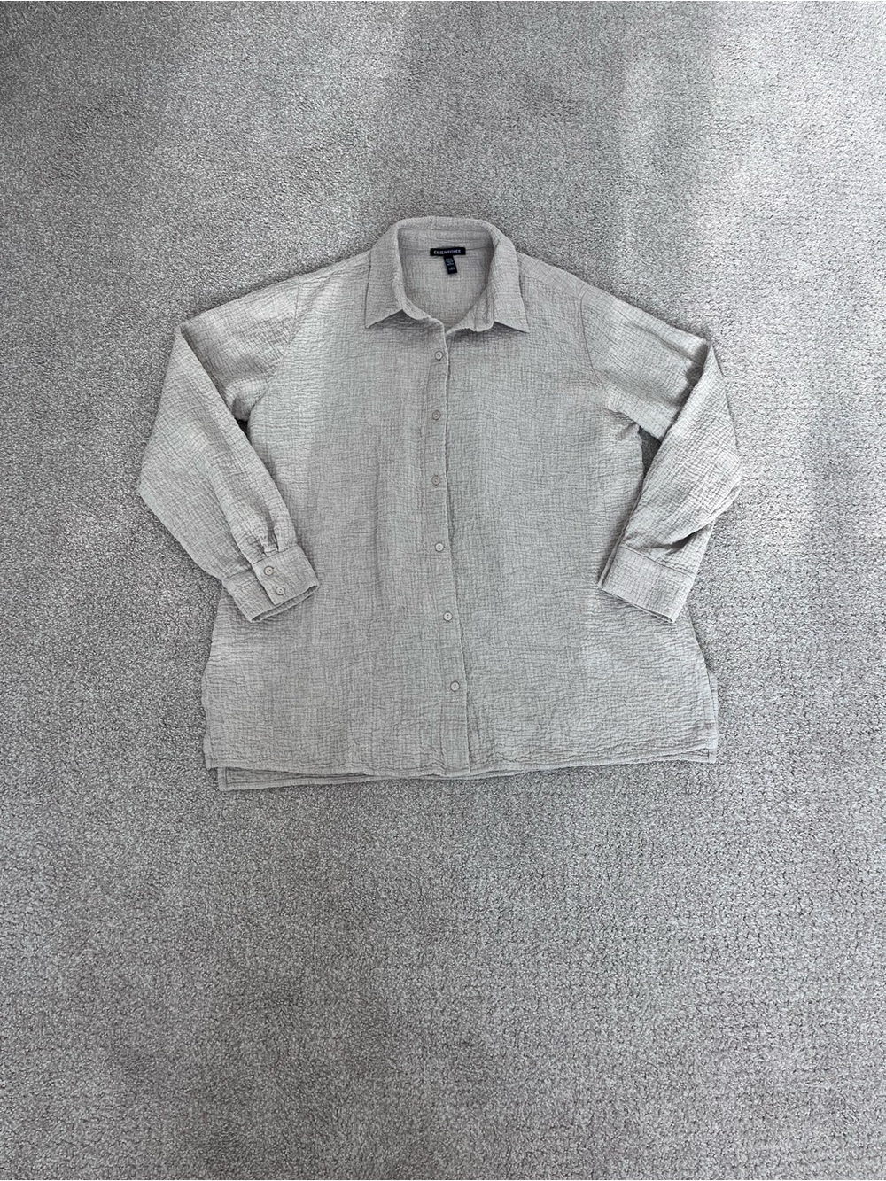 Eileen Fisher Organic Cotton Gauze Classic Collar Long Sleeve Shirt